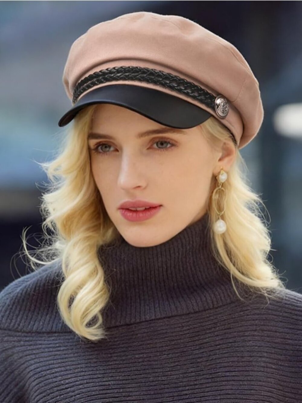 Women's Newsboy Cap Fiddler Caps Classic Beret Hat Fisherman Flat Hats Pink